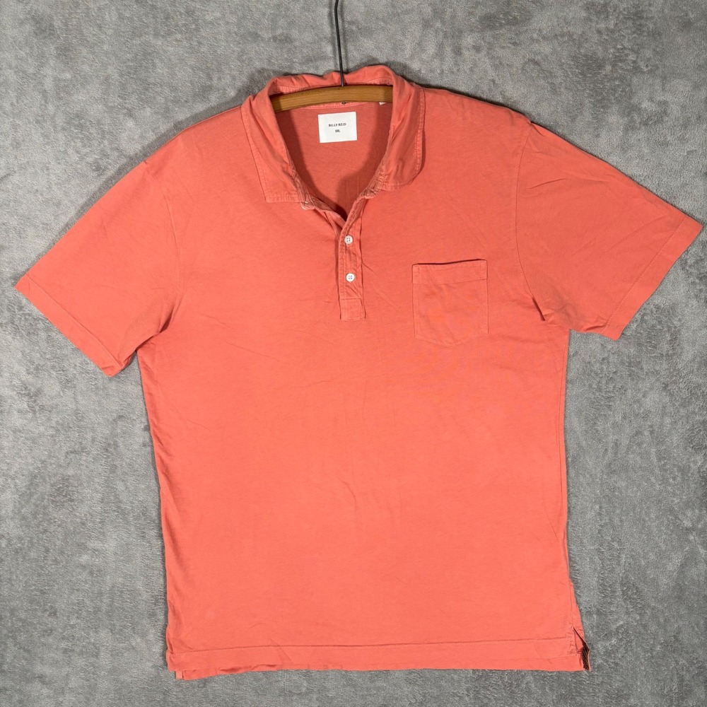 Billy Reid Pensacola Polo Shirt Mens XXL Coral Pink Short Sleeve Cotton Pocket